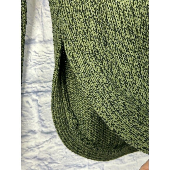 Cupcake Womens Size M Army Green Sweater V Neck Elbow Patch Side Slits Cozy T4 - Picture 8 of 12